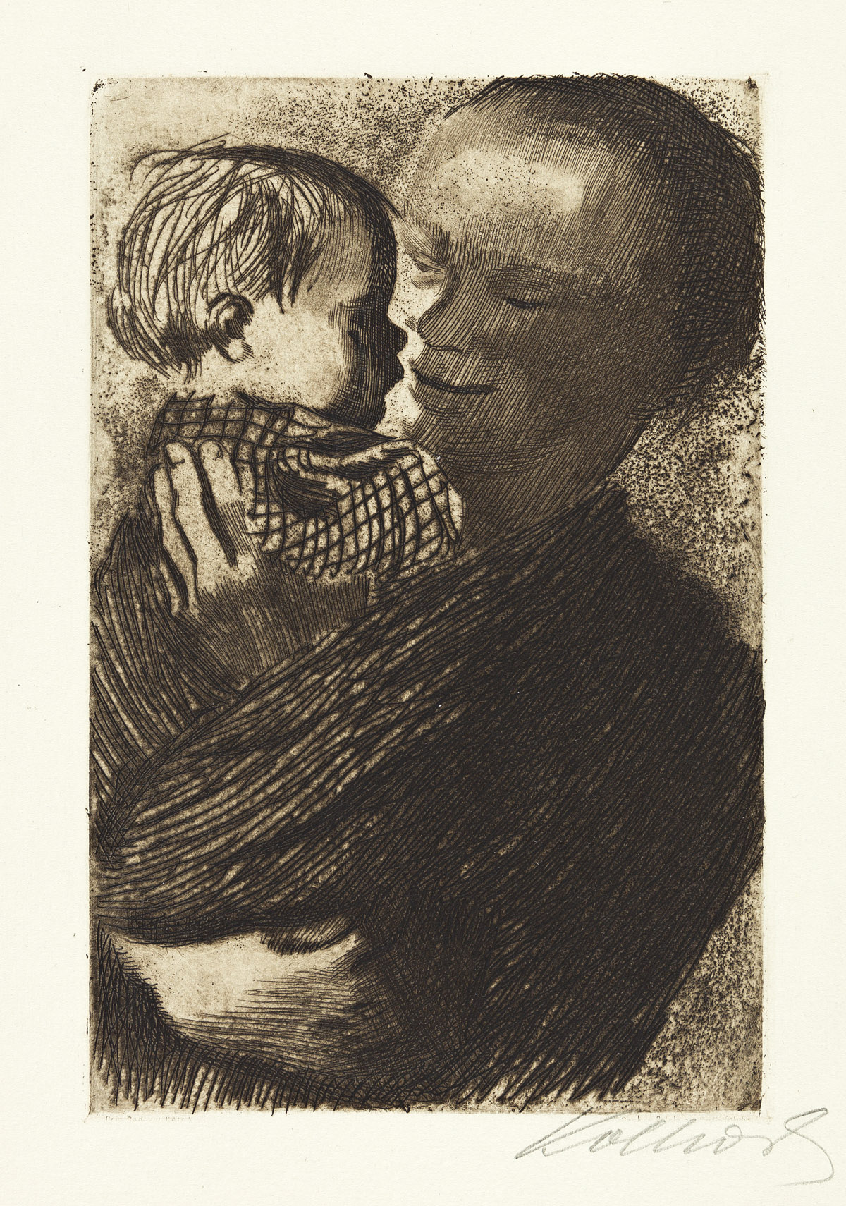 Kollwitz, Käthe Schmidt (1867-1945) Mutter mit Kind auf dem Arm.